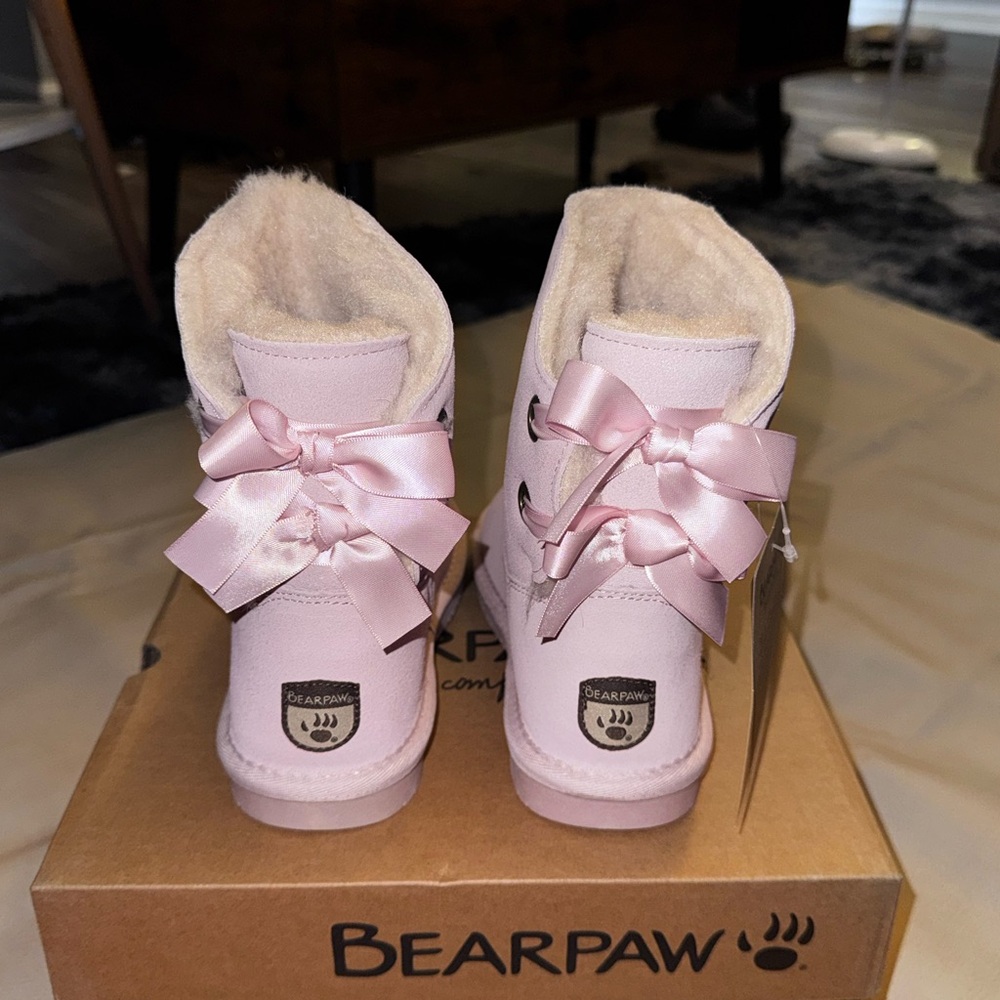 BearPaw Light Pink Ribbon Boots